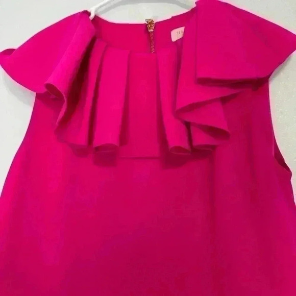 294.TED BAKER Ruffle Neckline Shift hot pink Dress size 1 - Picture 7 of 11